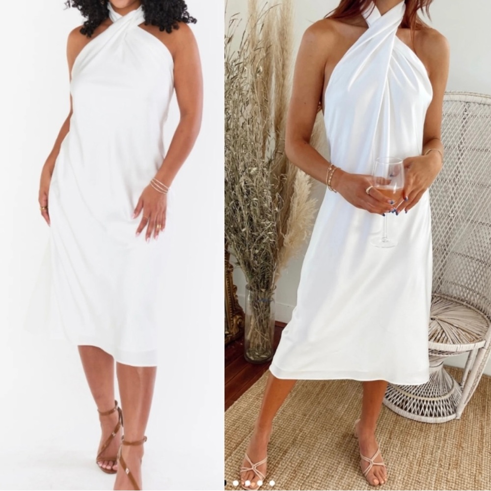 NWT ShowMeYourMuMu Jasmine Halter Midi Dress Satin